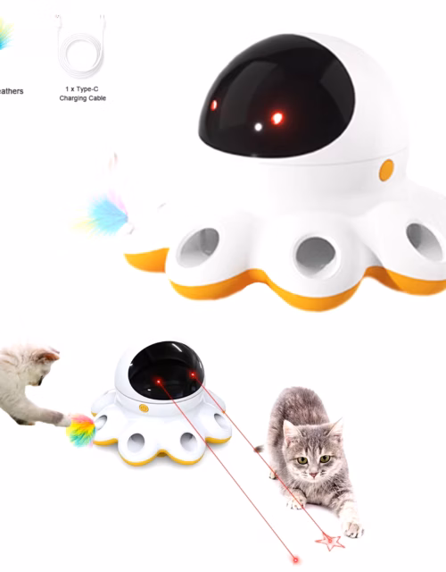 2 in 1 Laser for Cats Pet Smart Touch Electric Auto Interactive Cat Toy Pet 8 Holes Mice Whack A Mole Rechargeable Cat Game Toys