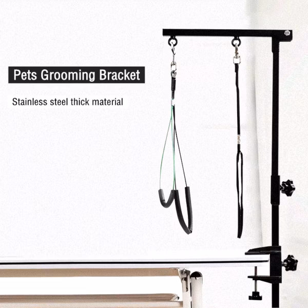 Pets Grooming Foldable Bracket with Sling Adjustable Steel Suspender Grooming Table Arm Support Dog Cat Holder for Bath Desk