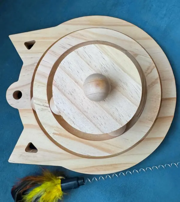 Wooden Cat Toy Tower | Interactive Solid Wood Cat Track Toy - Image 2